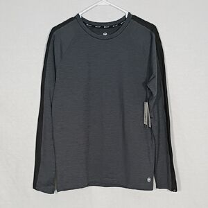 NWT GAIAM Mens Ebony Heather/Black Power Long Sleeve Crew Top Size Medium Winter